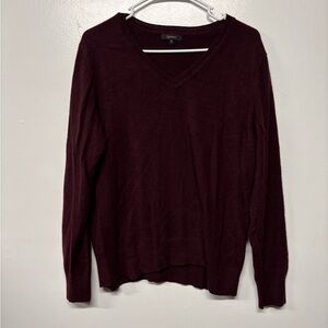 Quince Burgundy Red 100% Cashmere V Neck Sweater Size XL